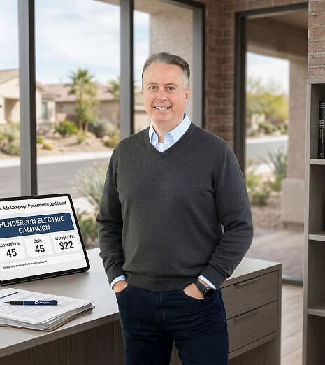 Chad Nelson, Found and Owner of Champion Digital Marketing, Standing in office